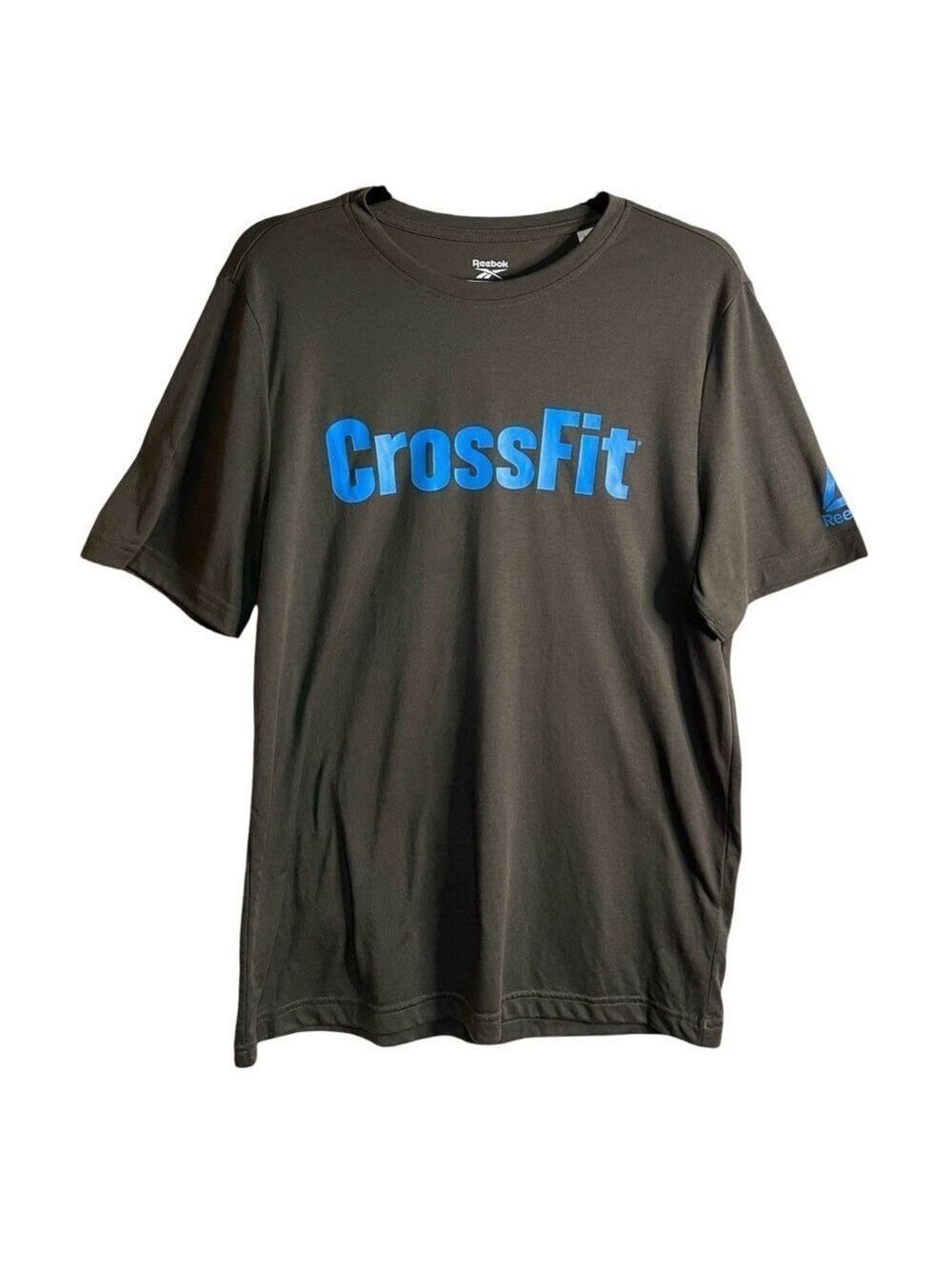 Reebok CrossFit Men's Army Green T-Shirt with Blue Logo Size Large